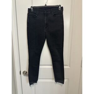MOTHER Stunner Zip Ankle Step Fray Not Guilty Black Skinny Jeans Made USA Sz 32